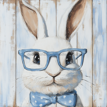 Easter Sign, Bunny with Glasses, DCO-12901, Sign For Wreath, 10x10